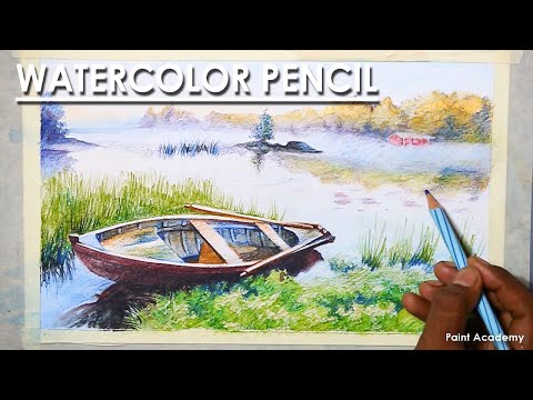 Watercolor Pencil A Composition on Boat Landscape | step by step | Artist Supriyo