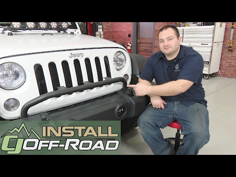 Jeep Wrangler Rugged Ridge Bumper Mounted Light Bar 3 Lights Textured Black 2007-2018 Installation