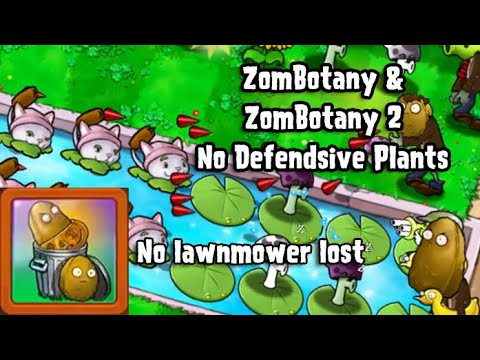 ZomBotany & ZomBotany 2 - No Defensive Plants - No lawnmower lost