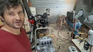 Honda 1973 CB350 four motor top end tear down