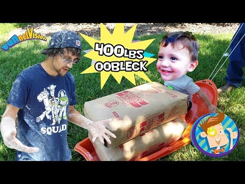 OOBLECK SLIME CHALLENGE! 450lbs Cornstarch Family Fun! FUNnel Family