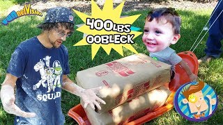 OOBLECK SLIME CHALLENGE! 450lbs Cornstarch Family Fun! FV