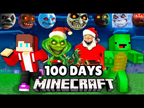 Surviving 100 Days on Lunar Moon Grinch vs Santa in Minecraft