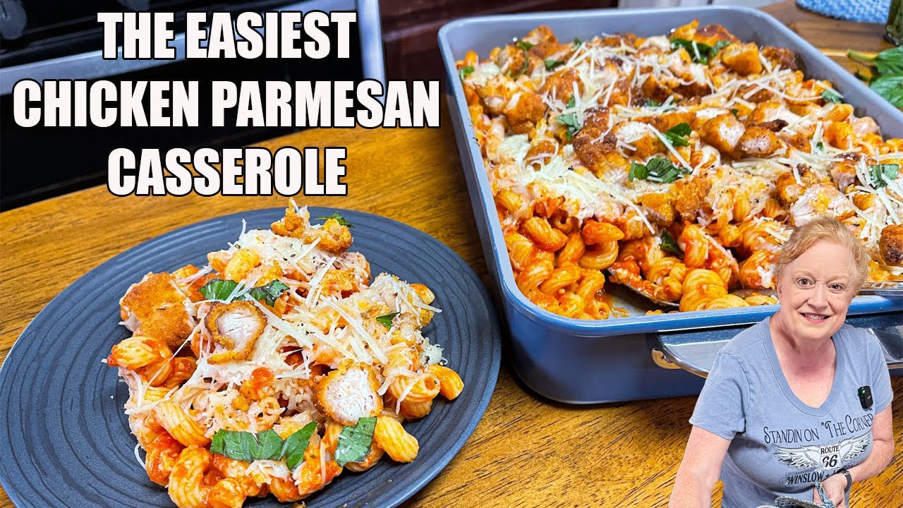 The Easiest CHICKEN PARMESAN PASTA CASSEROLE