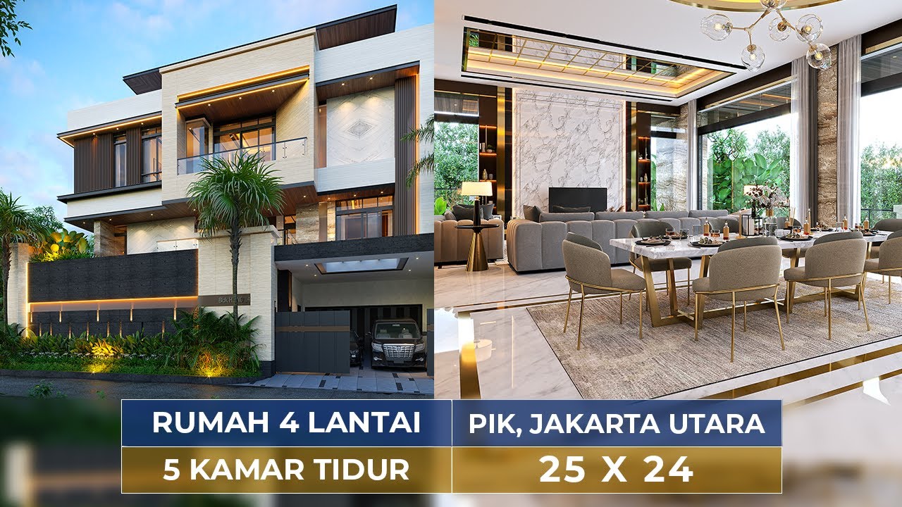Video 3D Desain Rumah Modern 4 Lantai Bapak WLM 1506 - PIK, Jakarta Utara