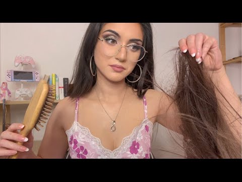 The German Exchange Student Braids Your Hair During Class ~ ASMR Personal Attention