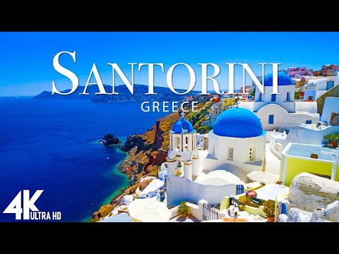 FLYING OVER SANTORINI 4K UHD - Relaxing Music Along With Beautiful Nature Videos - 4K UHD TV
