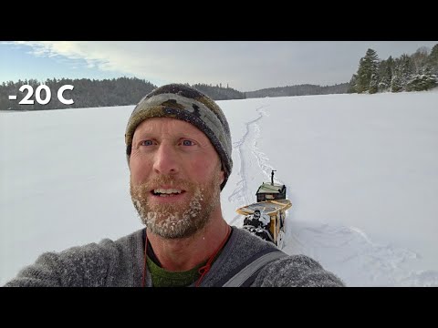 3 Days Solo Winter Camping in Northern Ontario - Snowshoeing Old Growth Forest & hot tenting