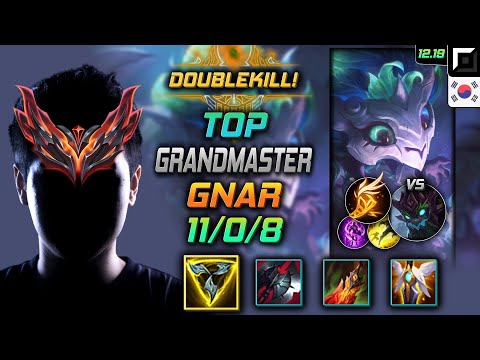 천상계 탑 나르 템트리 룬 트포 기발 - GrandMaster Gnar Top vs Maokai - 롤 KR 12.19