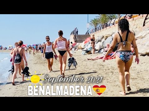 BENALMADENA MALAGA SPAIN BEACH WALK SEPTEMBER 2021, Hot Summer Beach Walk Updates 2021 [4K]