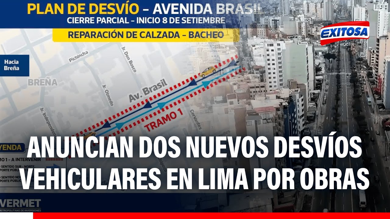 🔴🔵 Anuncian nuevos desvíos vehiculares en Lima por trabajos viales