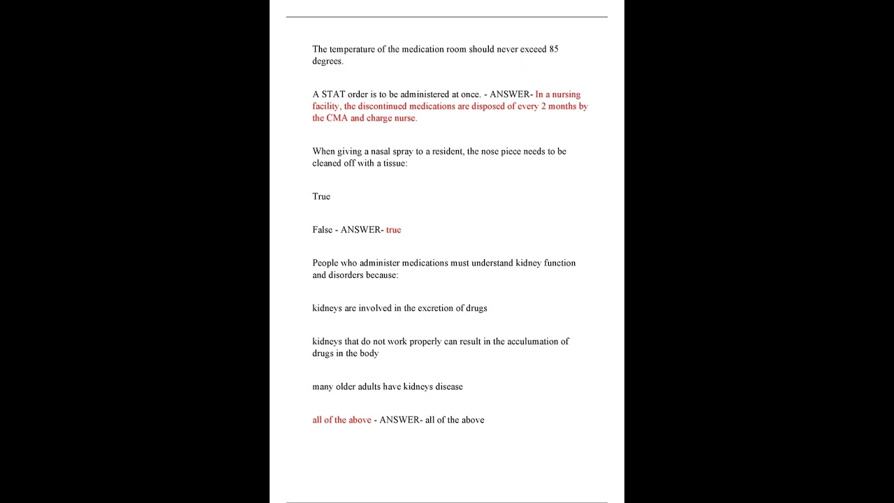 MEDICATION AIDE STATE TEST,FINAL EXAM,PRACTICE EXAM AND STUDY GUIDE NEWEST 2025 ACTUAL EXAM 600 QUES