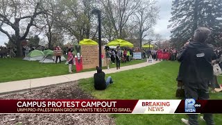 Students pitch tents on UW-Milwaukee campus for pro-Palestine protest