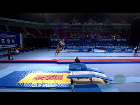 RAGA Aliah (USA) W - 2022 Trampoline Worlds, Sofia (BUL) - Q Double Mini Exercise 1