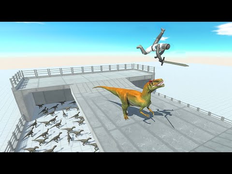 ALLOSAURUS on Bridge Above Raptor Cage vs ALL UNITS - Animal Revolt Battle Simulator