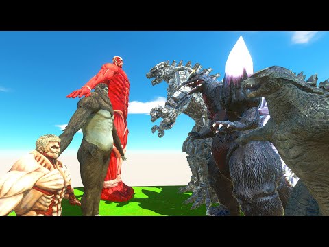 COLOSSAL x BEAST TITAN vs TEAM GODZILLA 2014 x MECHAGODZILLA - Animal Revolt Battle Simulator