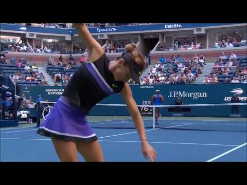 Simona Halep breaks a racket at US Open