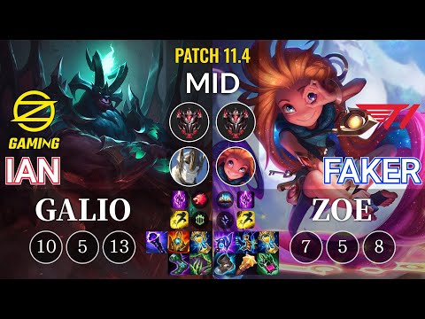OZ Ian Galio vs T1 Faker Zoe Mid - KR Patch 11.4