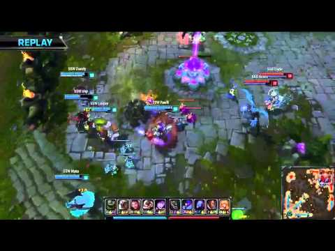 SSW Dandy - Rengar outplay! - Samsung Blue vs Samsung White - Semifinals - Game 2 - Worlds 2014 LoL