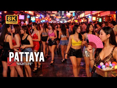 🇹🇭 8K HDR | Pattaya Thailand | Walking Street Nightlife | Full Walking Tour