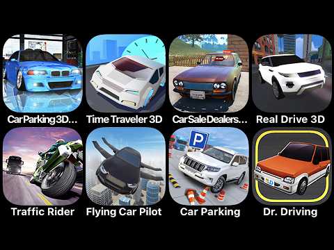 Car Parking 3D, Time Traveler 3D, Car Sale Simulator, Real Drive 3D, Traffic Rider, Flying Car Pilot
