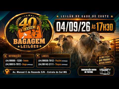 🔥 AO VIVO: 🐂 - BAGAGEM LEILÕES - 04/09/2026 🐂 ESTRELA DO SUL MG