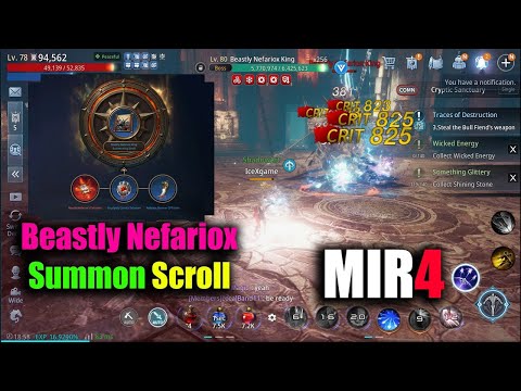 MIR4 Beastly Nefariox King Summon Scroll & GamePlay