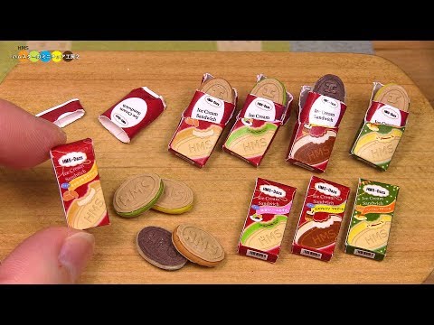DIY Häagen Dazs Style Miniature Crispy Sandwitch (fake food)　ハーゲンダッツ クリスピーサンド風ミニチュアアイス作り Video