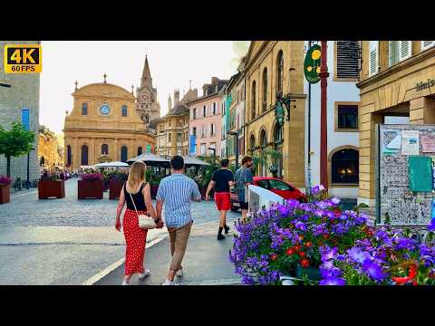 YVERDON-LES-BAINS, SWITZERLAND, 4K, WALKING TOUR