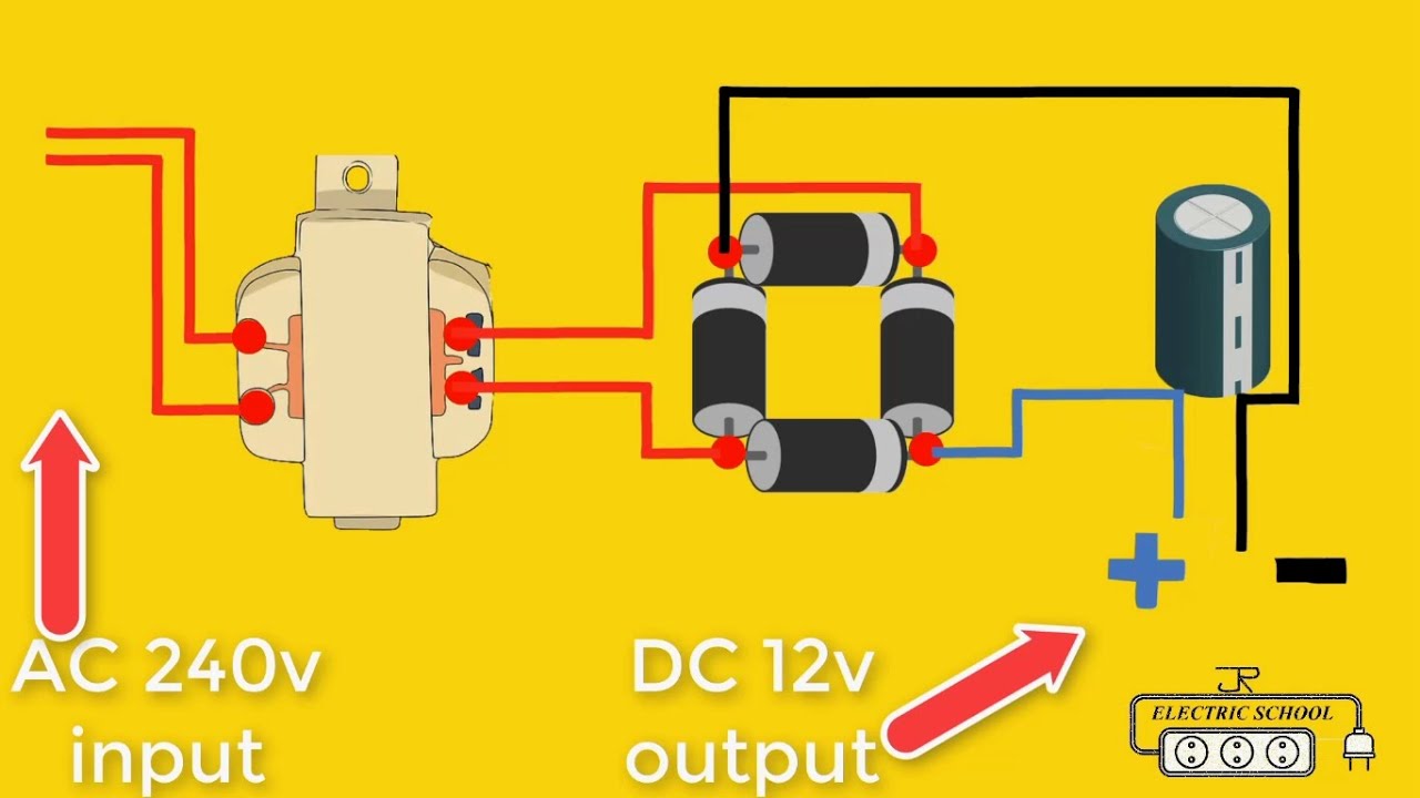 AC 240v to DC 12v converter electrical diagram