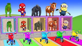 Long Slide Game with Cow Elephant Gorilla Hippopotamus Tiger 3d Animal Game Funny 3d Animals