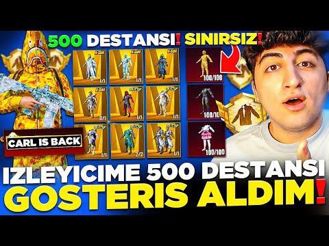 OYUNDA İLK! İZLEYİCİME 500 DESTANSI GÖSTERİŞİ ALDIM! (TÜM SETLERDEN 100 TANE VAR!) PUBG Mobile