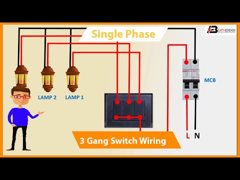 single phase 3 Gang switch wiring Diagram | switch