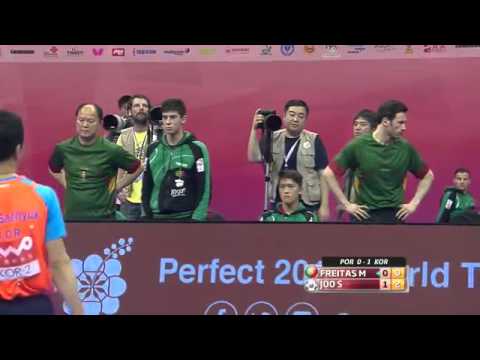 WTTC 2016 MT QF   Korea vs Portugal M2   JOO Saehyuk vs Marcos FREITAS 全體競技 수비수 대 왼손잡이