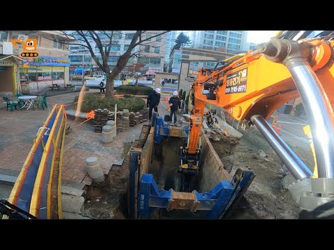 영웅건기 엥콘틸트로테이터(engcon tiltrotator)활용 지역난방200A 터파기 및 가시설작업 65A 되메우기 작업 PART.10