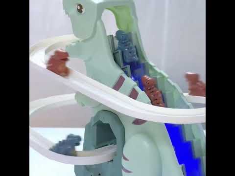 Dinosaurs Climbing Slide Light Up Music Stairs Toy With 3pcs Dinosaur Alloy Race Cars