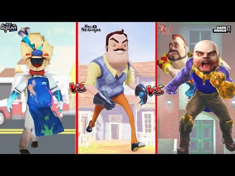 4 EFSANE KÖTÜ KAPIŞIYOR 😱 Ice Scream 7 - Dark Riddle - Hello Neighbor - Mr. Meat