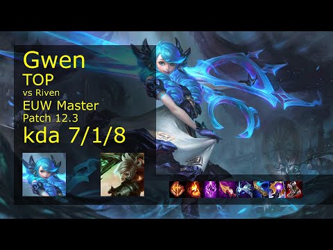 Gwen Top vs Riven - EUW 7/1/8 Patch 12.3 Gameplay