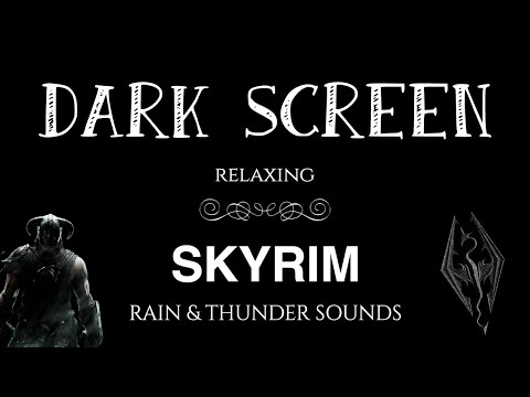 Skyrim 10 Hour Ambience For Sleeping | Relaxing Black Screen | Rain & Thunder