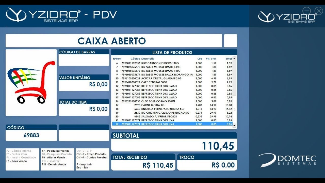 Sistema para supermercado - Venda PDV - Software Yzidro ERP
