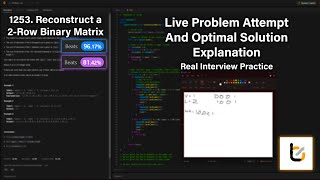 YouTube video 'LeetCode 1253 | First Attempt Walkthrough & Narration | Reconstruct a 2-Row Binary Matrix'