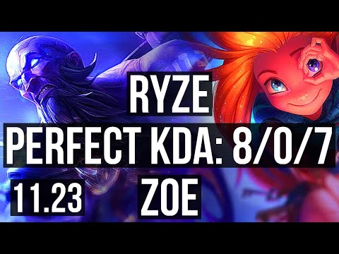 RYZE vs ZOE (MID) | 8/0/7, Legendary | KR Master | 11.23