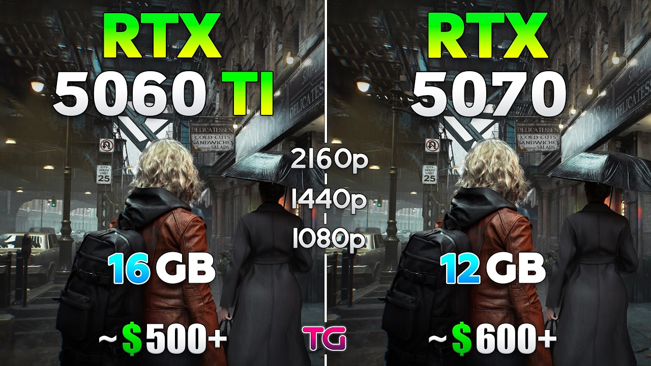 RTX 5060 Ti 16GB vs RTX 5070 12GB - Test in 10 Games | 1080p | 1440p | 4K