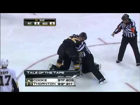 Shawn Thornton (Boston Bruins) TKOs Matt Cooke (Pittsburgh Penguins)
