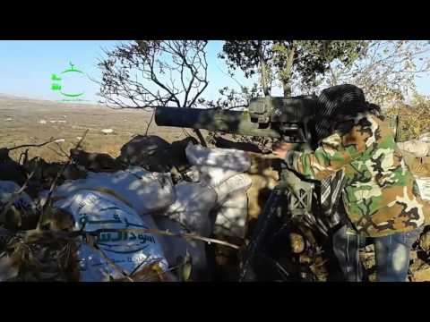 استهداف وتدمير عربة تركس لقوات النظام من قبل فرقة أسود السنة بصاروخ تاو على جبهة القنيطرة