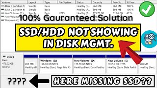 SSD not showing in Disk management- FIX