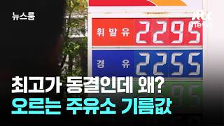 최고가 동결인데 왜? '슬금슬금' 오르는 주유소 기름값 / JTBC 뉴스룸