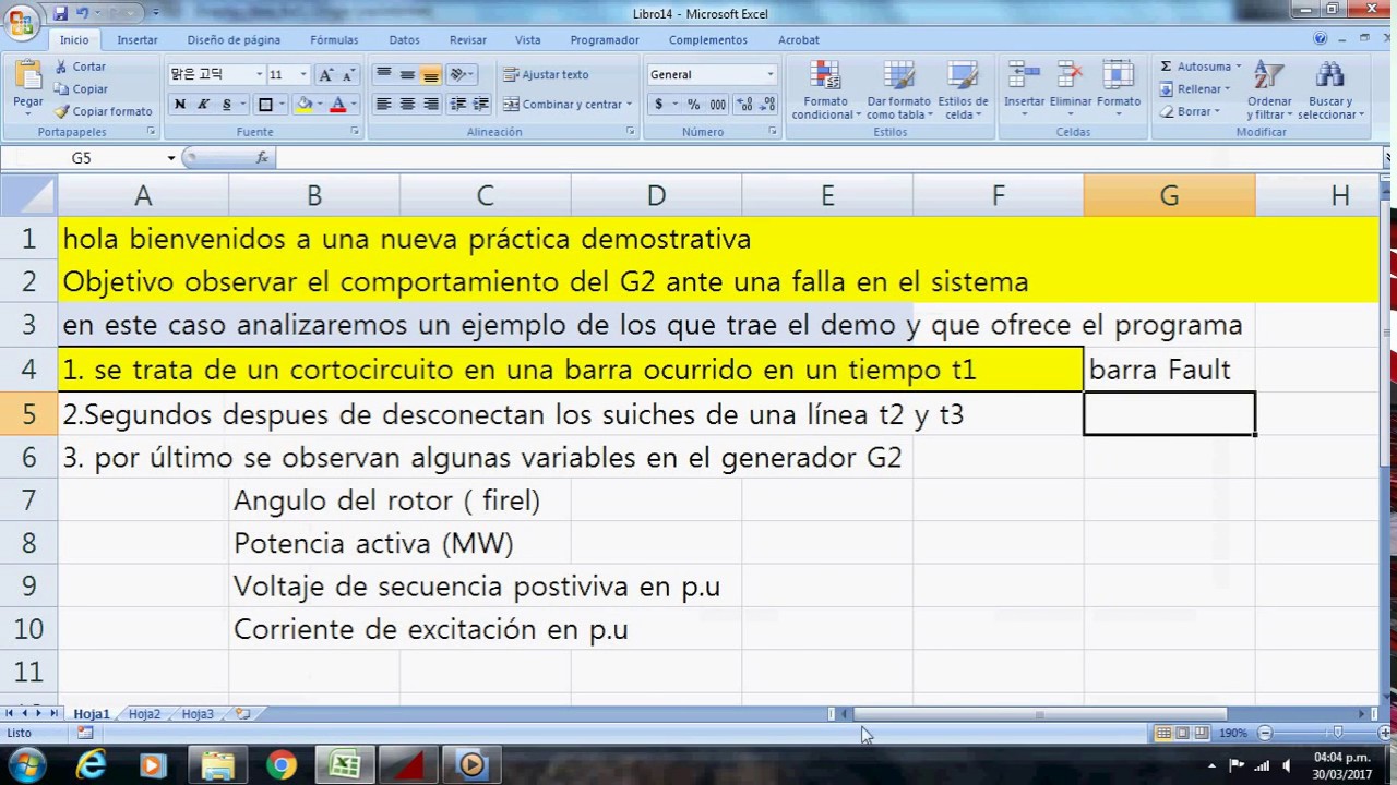 Estabilidad en sistema de potencia práctica en Digsilent PF