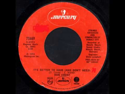 Don Covay.  It's better to have, and don't need.1974.