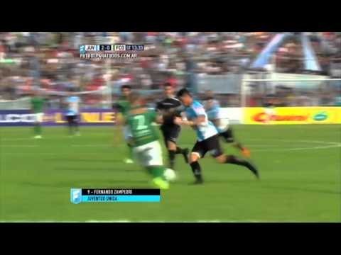 Gol de Zampedri. Juventud Unida 2 - Ferro 0. Fecha 10. B Nacional 2015. FPT